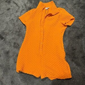 Fashion Nova Orange Textured Jumpsuit